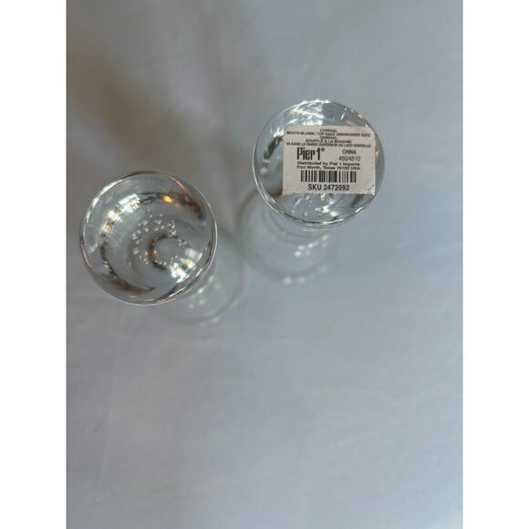 Set of 2 Pier One Cordial Mouth Blown Glass Bubble Base Shot Glasses - Picture 7 of 10